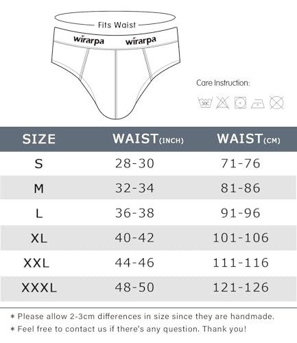 wirarpa Mens Briefs Underpants Cotton Soft Wide Waistband Underwear Basic No Fly