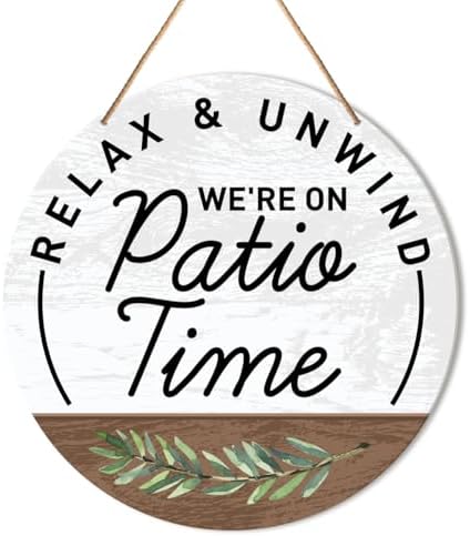 Muktoujaumai Patio Sign Decor, Patio Round Hanging Sign Decor Far...
