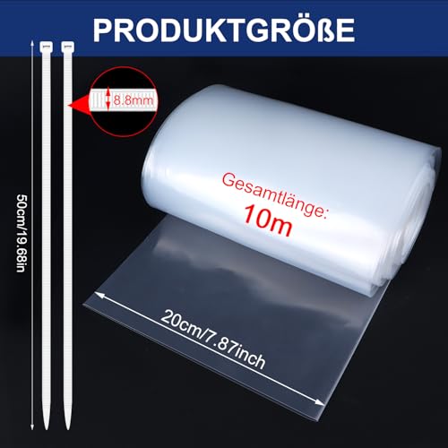 BSTDAYEVER Dachrinnenschlauch LDPE Schlauchfolie Fallrohr Schlauch 20cmx10m Provisorisches Fallrohr Provisorium Folienschlauch Regenrinnenschlauch für Verpackung von Abflussrohren