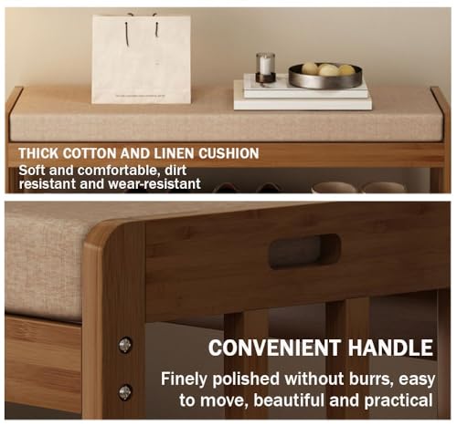 Banc de Rangement à Chaussures avec Siège Rembourré Double Couche - 5