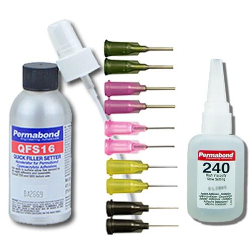 Permabond 240 Instant Adhesive-Slow-Set Gap Filling, Great for Plastic & Rubber, 1 Ounce & Accelerator