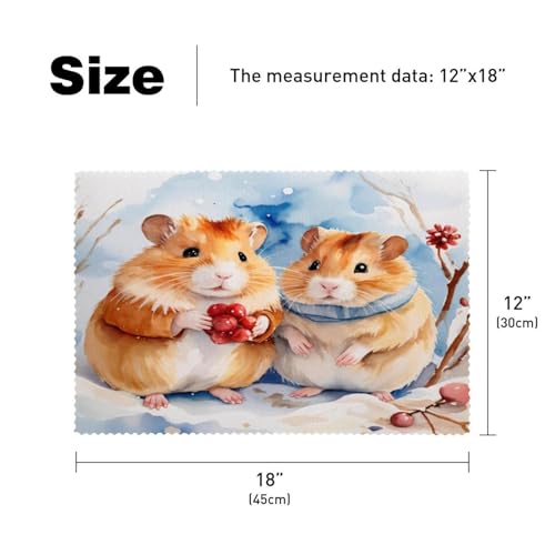 Set de table rouge motif hamster lot de 6 pour table à manger rectangulaire - 6