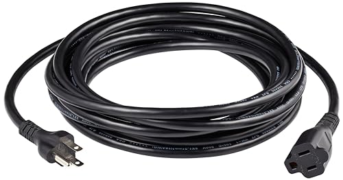 Amazon Basics Extension Cord, 20 Ft, 3 Prong Outlet Extender, Indoor, 13 Amps, 125V, 16 AWG, Black