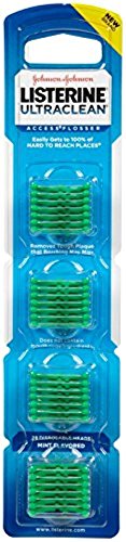 Listerine Ultraclean Access Flossers Disposable Heads Fresh Mint Crystals 28 Each (Pack of 4)