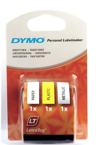 Ruban LetraTAG DYMO 12mm lot de 3 recharges pour étiqueteuse bande plastique et métallique