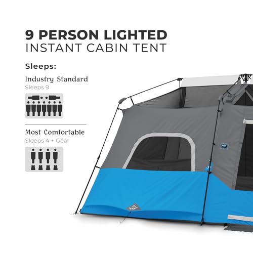 CORE 9 Person Instant Cabin Tent with LED Lights