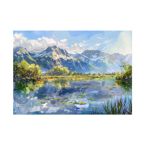 Toile paysage de lac décoration murale moderne abstraite 60x80