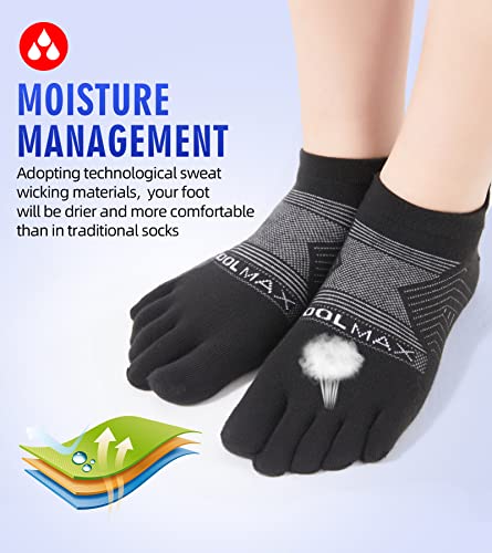 Coolmax Toe Socks for Women and Men No Show Low Cut High Performance 5 Finger Running Socks Athletic Wicking 3 Pack4
