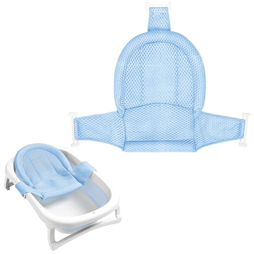 Image of Colorlife Baby Bath Seat Support Net Infant Bathing Seat Support Mat, Adjustable Comfortable Non-Slip Three-Pointed Baby Shower Net Bathtub Sit Up Mesh for Newborn 0-12 Months-Light Blue(No Bathtub)