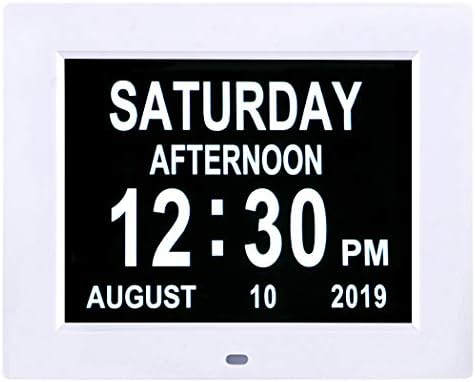 SSINI Clock with Day and Date for Elderly,Dementia Clock Large Digital Calendar Clock for Seniors Alzheimers Products Clocks White