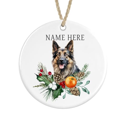 Personalised German Shepherd Ceramic, Christmas Tree Bauble Decoration