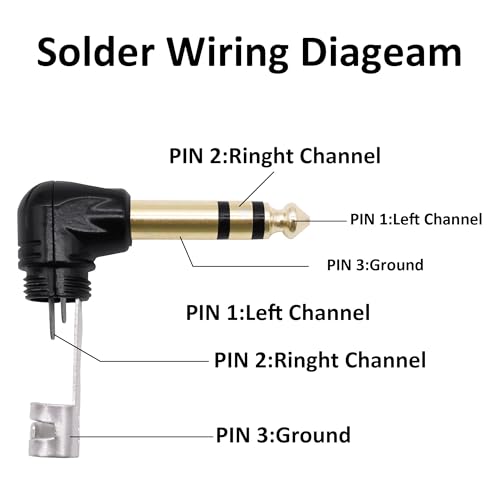 Conector de Audio Estéreo TRS 6.35mm Ángulo Recto 2 Piezas miniatura 2