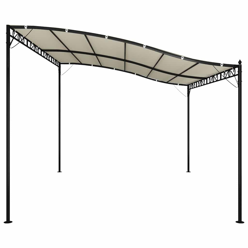 Auvent de Jardin 4x3 m Tonnelle Adossée Cadre en Acier Revêtu de Poudre Structure Courbée et Toit en Tissu Crème Abri de Terrasse pour Réunions et Événements en Plein Air