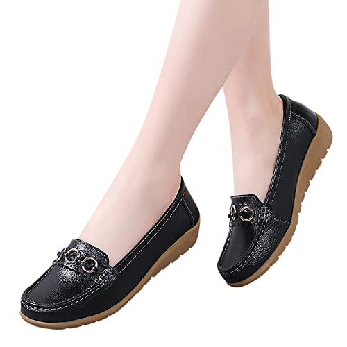 Mocassim feminino confortável para caminhada sem salto de couro sem cadarço confortável sapatilha pa