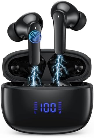 Cuffie Bluetooth 5.4 Con Touch Screen, 48 Ore Di Autonomia E Cancellazione Del Rumore, Colore Celeste