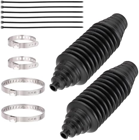 Toolwiz Inner Tie Rod Boot Kit, 2PCS Universal Adjustable Car Tie Rod Boot with Bellow Cable Ties and Clamps, Dustproof Silicone Rack and Pinion Boot Accessories for Cars, SUVs, Trucks Steering System