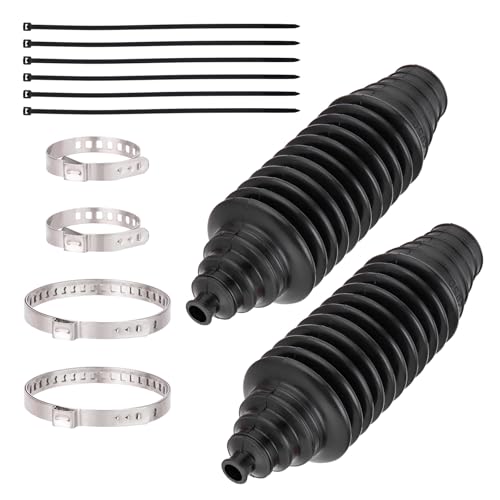 Toolwiz Inner Tie Rod Boot Kit, 2PCS Universal Adjustable Car Tie Rod Boot with Bellow Cable Ties and Clamps, Dustproof Silicone Rack and Pinion Boot Accessories for Cars, SUVs, Trucks Steering System