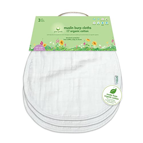 green sprouts Muslin Burp Cloths made from Organic Cotton | 4 absorbent layers protect from sniffles,drips & drools | 100% organic cotton muslin,Super soft & softer with every wash,Machine washable2