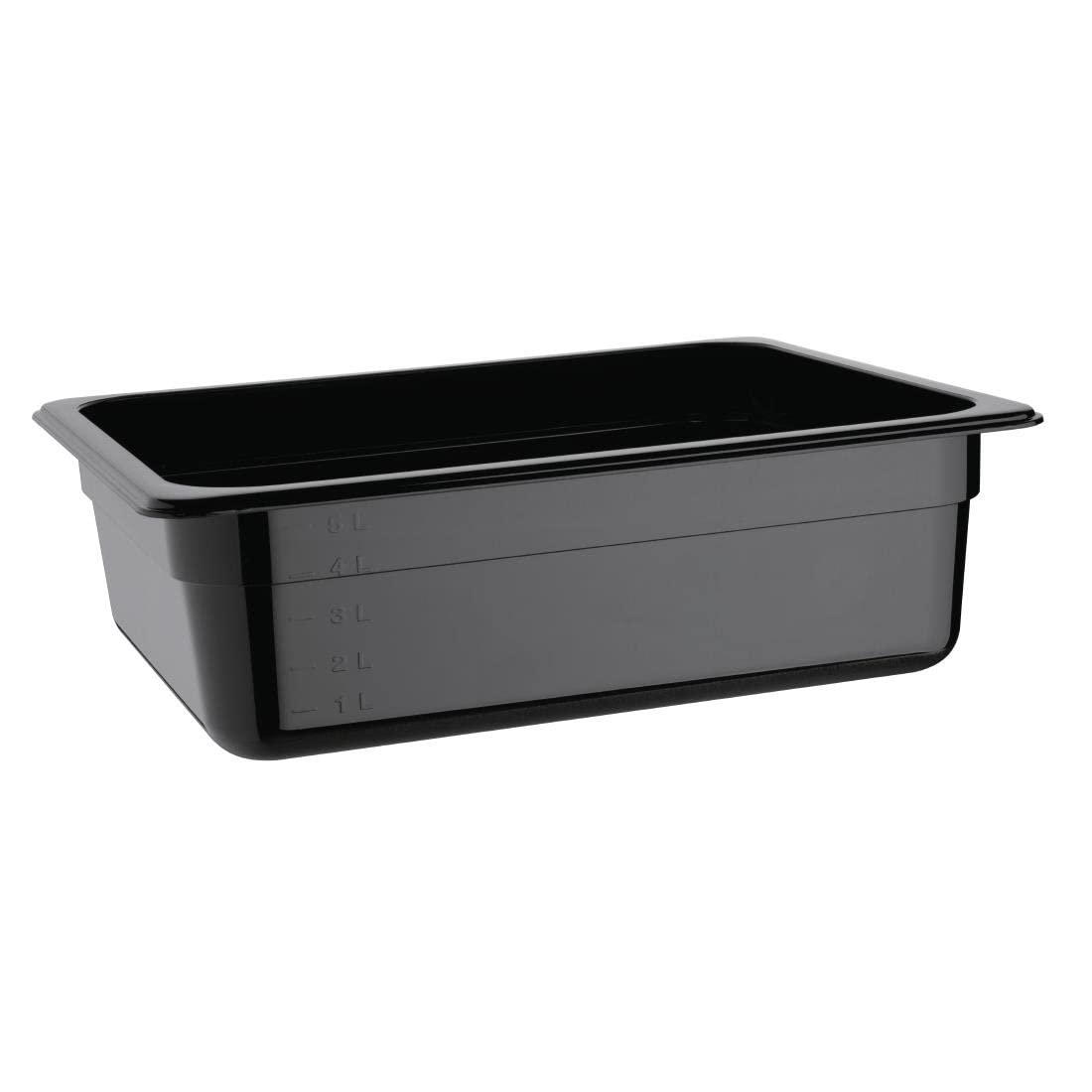 Vogue Plastic 1/2 Gastronorm Food Container, Black, 100mm - Fridge, Freezer Safe Organizer Bins for Kitchen Storage U459
