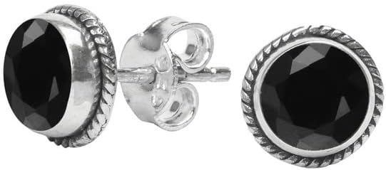 Gemstone Stud Post Earrings, 925 Sterling Silver Gemstone Earring 6 MM Round Girls Women Gift - Image 2