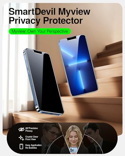 Image of SMARTDEVIL 2 Pack Privacy Screen Protector for iPhone 13 Pro Max, Anti-Spy | Military-Grade Shatterproof Protection, Tempered Glass Film , 9H Hardness, Fast & Easy Installation, Case Friendly Design