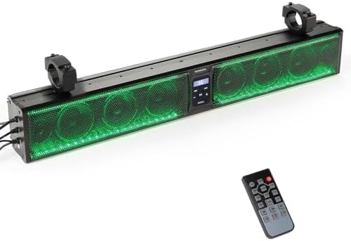 KEMIMOTO 18-Inch UTV Sound Bar With Bluetooth, RGB Lights, IP65, Fits 1.5-2.25 Roll Bars
