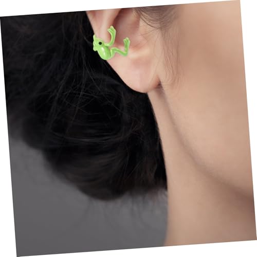 ORFOFE 2個 かわいいカエルモチーフ耳クリップ 軽量で快適 長着用可能 耐久性素材使用 レディース ガールズ向けファッションアクセサリー