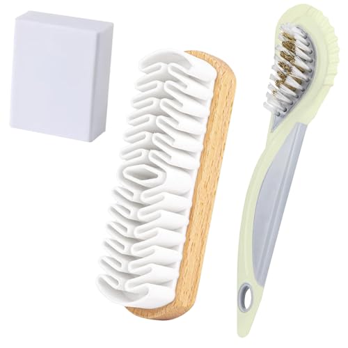 ChAusa 3 Pcs Cepillo Zapatos Ante y Gamuza con Borrador, Magic Rubber Shoe Brush, Cepillo Ante Cepillo para Zapatos de Ante para el Cuidado de Gamuza para Piel Rugosa, Nubuck