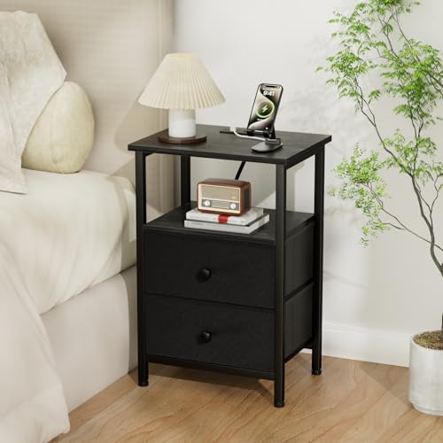 LOAKEKEL Night Stand with Charging Station, Bedside Table for Bedroom by LOAKEKEL - Used condition - Image 2