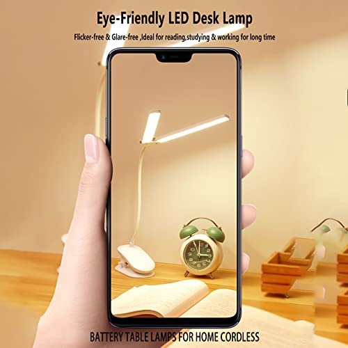 Gcsige Dual Head Led Desk Lamp With Clamp, Eye-Caring Clip On Lights For Home Office, 3500Mah Rechargeable Battery Operated Table Lamps,3 Lighting Modes & Brightness Dimmer Light For Kids Students #TOP2
