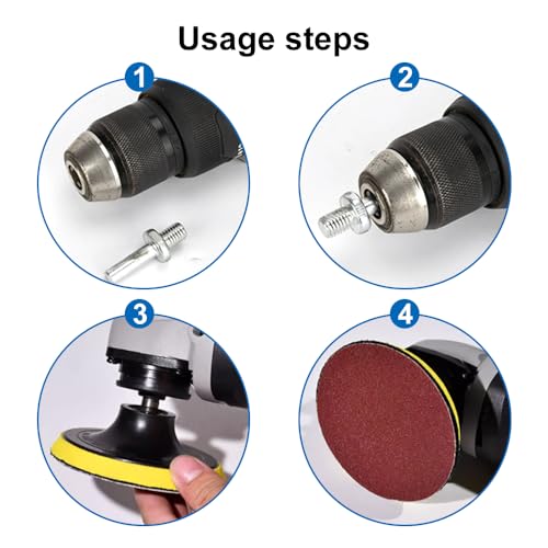 2 Stück 5in/125mm Schleifteller Klett, Schleifteller Polierpad mit M14 Gewinde für Schleifmaschine/Poliermaschine/Elektrische Bohrmaschine, Verwendet für Automobil/Holzbearbeitung/Marmorpolieren