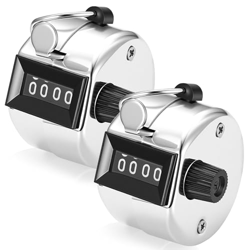 SHUTIANYA 2 PiezasContador Manual, Contador de Clic de 4 Dígitos, Contador Mecánico de Personas para Golf, Escuela y Deportes