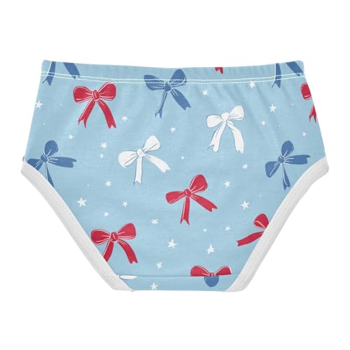 Wusikd Red White Blue Bows (3) Girls' Underwear Cotton Girls Briefs Soft Toddler Underwear 2T2