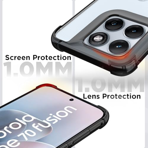 Image of RIGGEAR Shockproof Clear Hybrid Airbag Armor Back Cover Case Compatible with Motorola Moto Edge 70 Fusion 5G (Clear-Black TPU Bumper with Transparent PC)