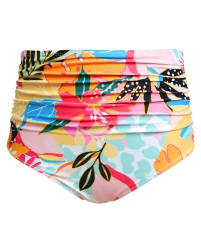 Image of Tempt Me Women High Waisted Bikini Bottom Retro Ruched Swim Bottom Shirred Tankinis Brief