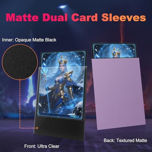 Image of 200 Pack Card Sleeves, Matte Dual Trading Card Sleeves with Opaque Back & Smooth Shuffle, Tear Resistant Card Protectors for MTG, TCG and Game Cards (Orchid Purple)