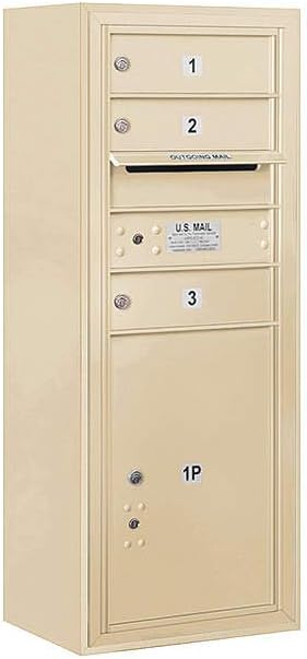 Salsbury Industries 3810S-03AFP Front Loading/Single Column Surface Mounted Horizontal 4C Mailbox, Aluminum
