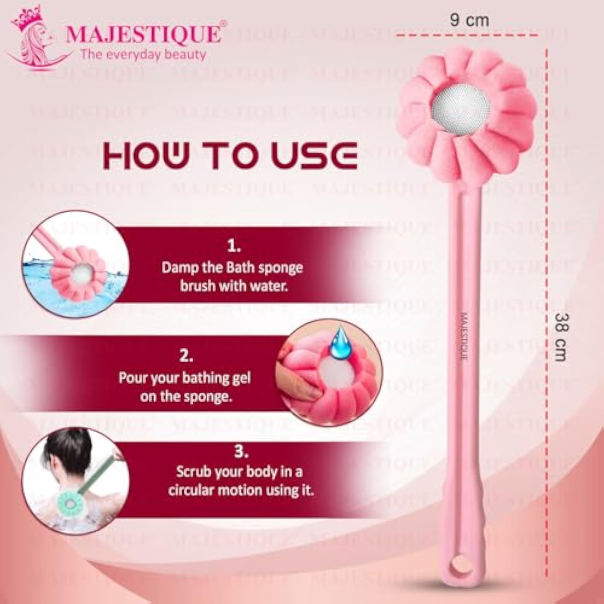 Long Handle Flower Body Wash Sponge