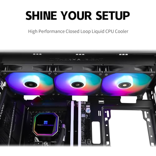 Image of Thermalrlght Frozen Prism360 Black ARGB CPU Liquid Cooler,Efficient PWM Controlled Pump 3300RPM,3xTL-E12 Series PWM Fan,Water Cooling Computer Parts,for AMD AM4 /AM5,Intel 1150 /1156 /1200 /1700 /20XX