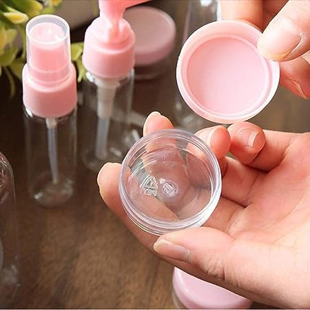 Mincer Leak Proof Portable Toiletry Empty Sprayers Bottle Containers Set | Cosmetic Toiletries Travel Pouch Refillable Spray Bottles Kit for Lotion Body Wash (Green) (9 Pcs) 3