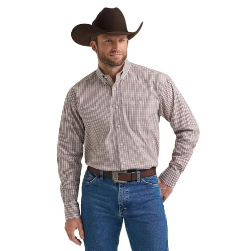 Wrangler Mens George Strait Stone Plaid Shirt Stone XL
