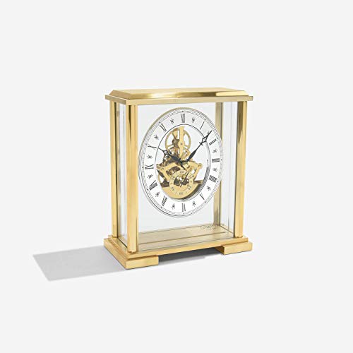 London Clock 2085 Square top skeleton mantel clock, 19 x 16 x 8cm, Gold - Image 4