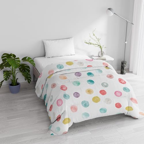 Trapunta Invernale Imbottita Letto Singolo 160x245cm DoubleFace BASIC fantasia BALLOON, Made in Italy - Piumino Reversibile in morbida Microfibra 200gr/mq - Piumone Lavabile in Lavatrice
