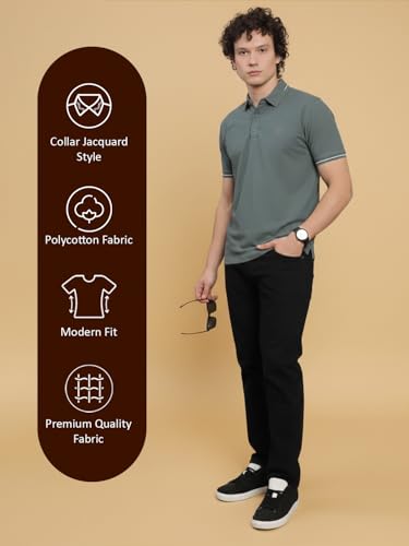 Image of Lux Nitro Men's Polo T-Shirt with Jacquard Collar | Half Sleeve Collar T-Shirt for Men | Casual & Office Wear