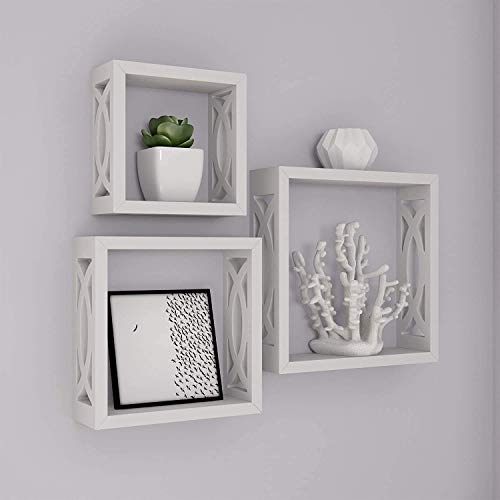Image of Modern Design Wooden Wall Shelves White /Wall Bracket /Wall Shelf for Home Decor Home Living Room (Standard, White)