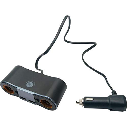 Listwa zasilająca USB Przedłużacz do zapalniczki, Adapter Riloer 12V i 24V Ładowarka samochodowa Ciężarówka Łódź Podwójne gniazdo USB 2-drożne Wyświetlacz LED Woltomierz 120 * 40 * 50 mm