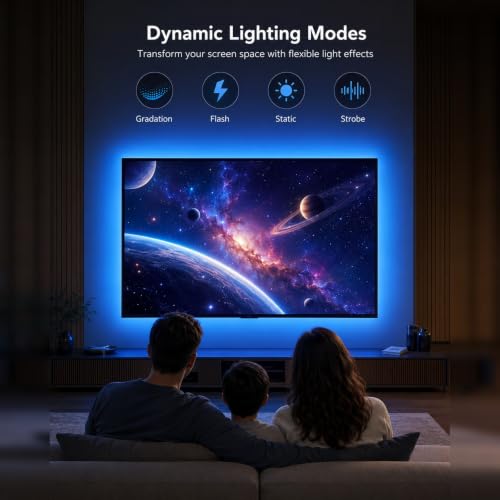 Image of MORIACC 18ft TV LED Backlight for 45-75 Inch TVs, RGB LED Lights for TV with Music Sync, Bluetooth APP & Remote Control, USB Powered Ambient Lighting for Gaming, Movies, Bedroom & Home Theater