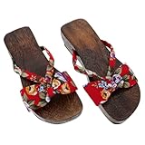 Sandales à double bride pour femmes - bois, caoutchouc et tissu, pour la peau, respirantes et confortables, sandales pour femmes