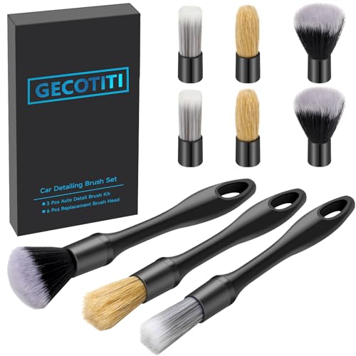 9 Pcs Car Detailing Brush Set No Scratch for Clean Interior or Ex...