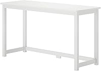 Vista 4 de Plank+Beam Escritorio de madera maciza, escritorio simple para dormitorio, escritorio de estudio de oficina en casa, 55.25 pulgadas, blanco